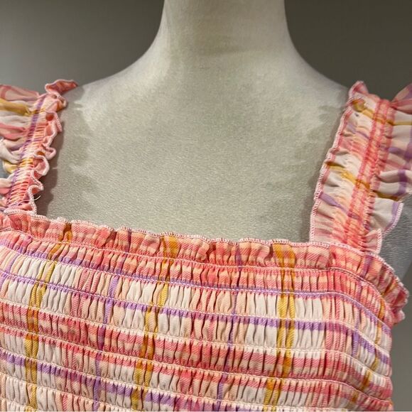 As U Wish Pink Plaid Sleeveless midi Dress size Large - Picture 2 of 12